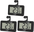 Set of 3 digital refrigerator thermometers - Magnetic aquarium thermometer with hook - Mini refrigerator thermometer - Freezer thermometer - for home, restaurant, bar - Black