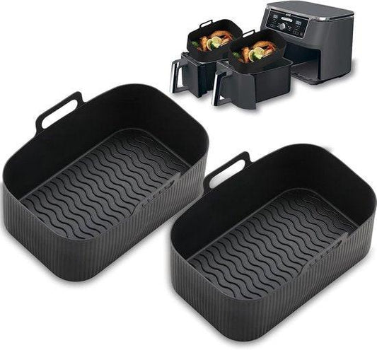 2-piece Airfryer accessory pads - Silicone Airfryer pads - Black - 19.5*16.5 cm.
