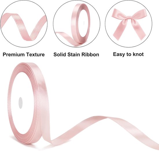 Gift Wrap - 22m Pink Satin Ribbon - 10mm Wide - Suitable for gift wrapping, Valentine's Day decorations, thick fabrics - handmade and wedding decorations