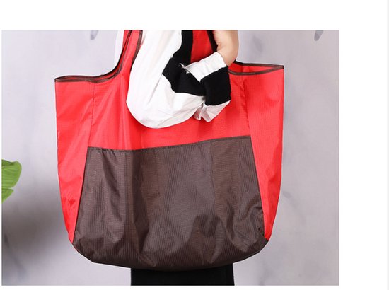 Portable foldable shopping bag - storage bag - supermarket bag - large Oxford cloth bag - eco-friendly bag - red
