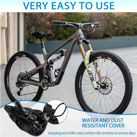 Bicycle saddle cover - Waterproof saddle cover - Rainproof saddle cover - Waterproof bicycle saddle cover with drawstring - Outdoor saddle cover - Bicycle accessories - Universal - Rain and dustproof - 24*27 cm - Black