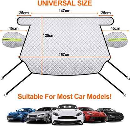Car Sunshade for Windshield - Car Sun Visor - Winter Cover, Anti-Ice, Dustproof, UV Protection, Snowproof - Suitable for Most Car Models - 197*125cm