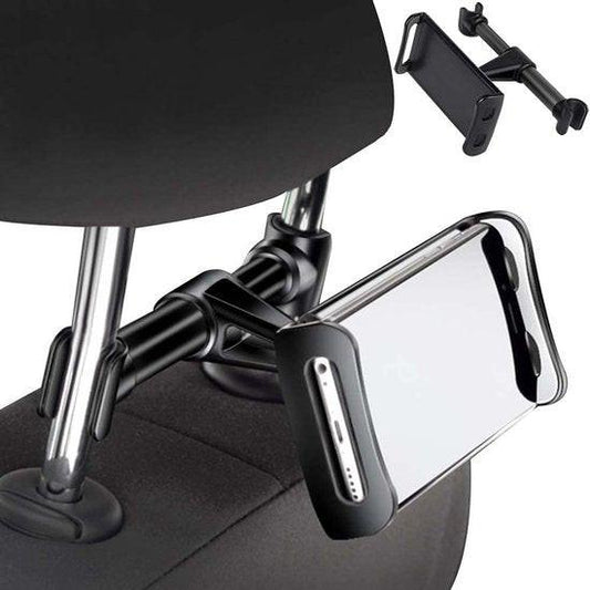 Smartphone holder - Multifunctional car phone holder with clip - Adjustable phone holder - Telescopic phone holder - Car phone holder for headrest, Car tablet holder for back seat - Black.