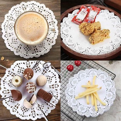 Baking Paper - 300 Sheets - Round Lace Paper - Plate Liner - Oil Absorbing Paper - Kitchen & Household - Baked Fried Foods, Pastry, Cake, Square, Oval, Pattern, Base Paper