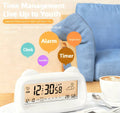 Alarm Clock - Digital Alarm Clock - Digital Clock - Smart Alarm Clock - Electronic Calendar - Cat-shaped Alarm Clock with Light - Real-time Temperature and Humidity Monitoring - Weather Display - Large Night Light Screen - USB Charging（Blue）