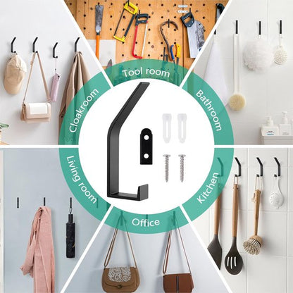 Hooks - 6 pieces - Black clothes hooks - Suitable for screwing with a hidden hole - Modern wall coat rack - For jackets, coats, hats, scarves, towels, handbags, etc.