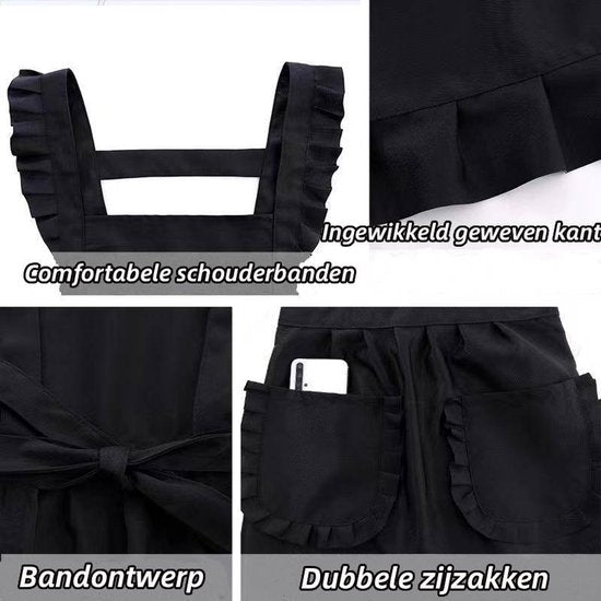 Aprons - 2-piece set - Kitchen aprons - Cooking aprons - Catering aprons - Ceramic aprons - Painting aprons - Black and off-white