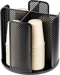Rotating paper cup dispenser - cup holder with 4 compartments - with 360Â° turntable - suitable for kitchens, bathrooms and coffee bars - black.