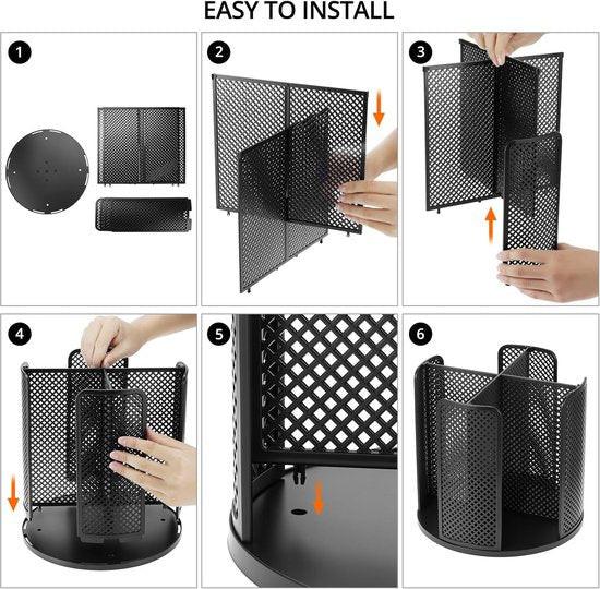 Rotating paper cup dispenser - cup holder with 4 compartments - with 360Â° turntable - suitable for kitchens, bathrooms and coffee bars - black.