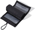 Foldable Toiletry Bag with Hanging Hook - Waterproof Travel Wash Bag - with Multiple Compartments & Mesh - Compact Makeup and Toiletry Bag for Vacation, Sports and Camping - Black
