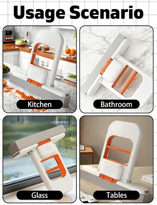 Mini Mop - with 3 replaceable sponges - portable cleaning sponge - can be used wet and dry - handle with squeeze function for one-handed operation - can be used for cleaning bathrooms, kitchens, tiles, etc.