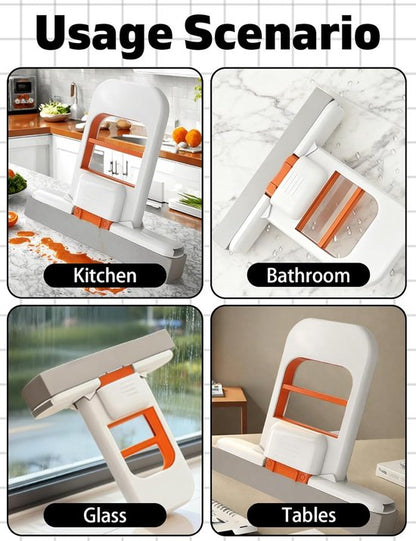 Mini Mop - with 3 replaceable sponges - portable cleaning sponge - can be used wet and dry - handle with squeeze function for one-handed operation - can be used for cleaning bathrooms, kitchens, tiles, etc.
