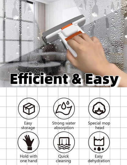 Mini Mop - with 3 replaceable sponges - portable cleaning sponge - can be used wet and dry - handle with squeeze function for one-handed operation - can be used for cleaning bathrooms, kitchens, tiles, etc.