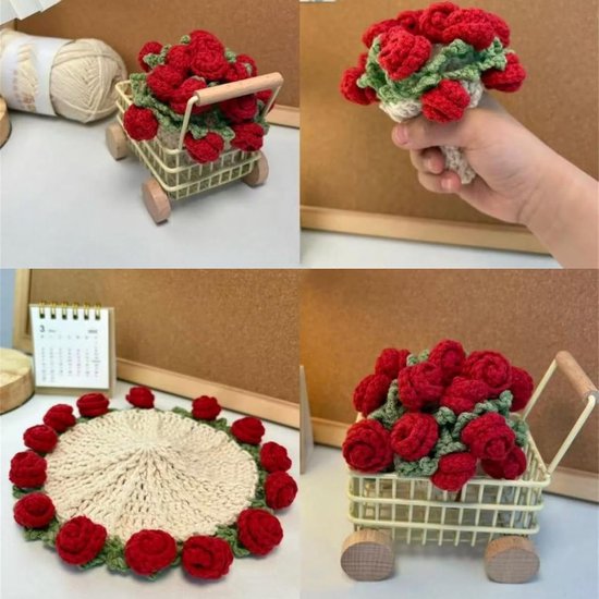 Coasters - Mini Basket Included - Floral Coasters - Vintage Rose Design - Suitable for coffee tables, weddings, housewarming parties, birthdays, etc.（Purple）