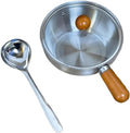 Stainless steel breakfast bowl - Small walnut wood pot for one person - Suitable for fruit salad, yoghurt and muesli (13cm bowl with lid, spoon)