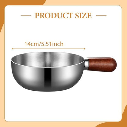 Stainless steel breakfast bowl - Small walnut wood pot for one person - Suitable for fruit salad, yoghurt and muesli (13cm bowl with lid, spoon)
