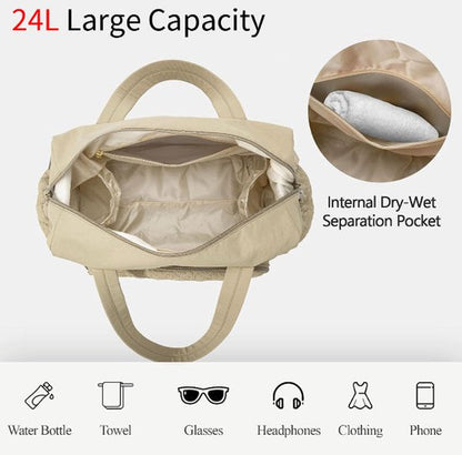 Sports Bag - Waterproof Travel Bag - 24 Liter Carry Bag - Zippered - Lightweight & Durable - Suitable for Gym, Workout & Travel（Khaki）