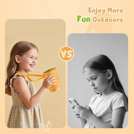 1000x Digital Children's Microscope - With 2 Inch IPS Screen & 8 LED Lights - Handy & Easy to Use for Nature Research - Yellow.