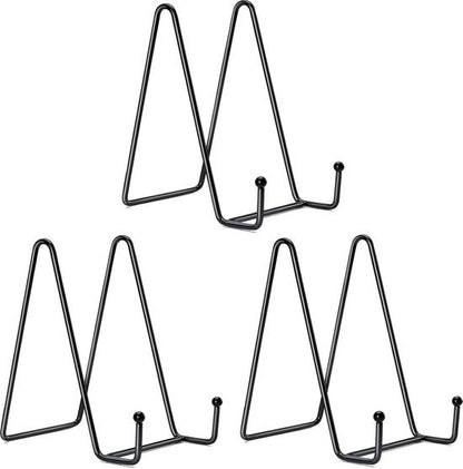 6 Inch Black Metal Display Stands - 3-Pack for Photos, Books & Art - Sturdy Metal Design