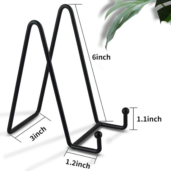 6 Inch Black Metal Display Stands - 3-Pack for Photos, Books & Art - Sturdy Metal Design