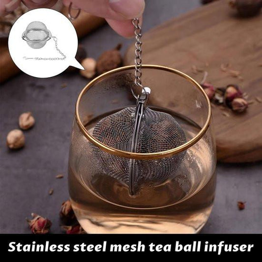 Tea filter - 3 pieces - Stainless steel tea filter - Tea ball filter - Tea filter pot - Infusion ball - Stainless steel tea filter - with extended chain hook - Round tea filter.