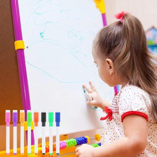 Whiteboard markers - 10 pieces - Whiteboard markers - With magnetic eraser - Colored markers - Erasable markers with eraser - Suitable for schools, offices and refrigerators.