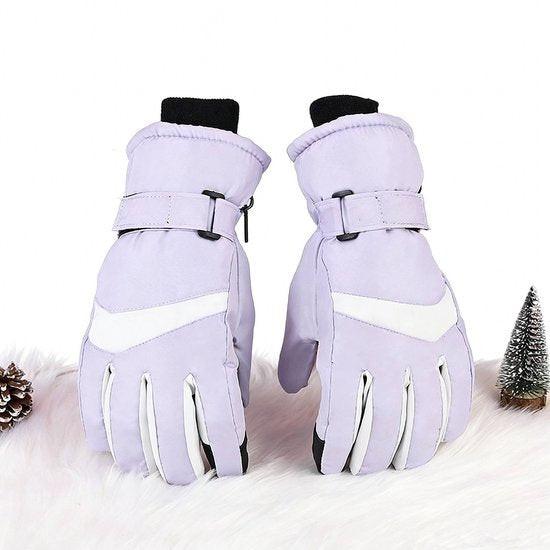Gloves - Winter ski gloves - Warm gloves - Non-slip, thickened - Waterproof - Suitable for cold weather - Cycling gloves - Size S/M - Purple.