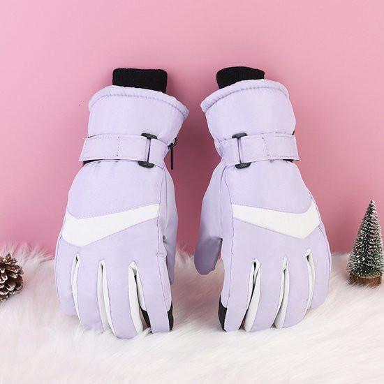 Gloves - Winter ski gloves - Warm gloves - Non-slip, thickened - Waterproof - Suitable for cold weather - Cycling gloves - Size S/M - Purple.