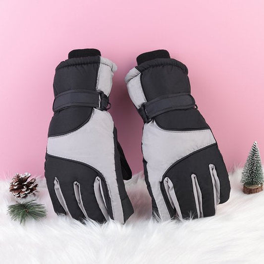Gloves - Winter ski gloves - Warm gloves - Non-slip, thickened - Waterproof - Suitable for cold weather - Cycling gloves - Sizes S/M - Black/Gray.