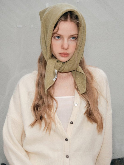 Triangular Knitted Scarf - Soft Acrylic Fabric - As a Scarf, Shawl or Blanket - In Solid Colors - Light Gray