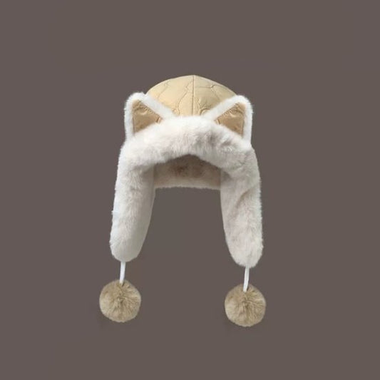 Fleece winter hat - Warm hat with thickened ear flaps - Soft, comfortable and frost-resistant - Stylish winter accessory - Color: Khaki