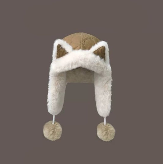 Fleece winter hat - Warm hat with thickened ear flaps - Soft, comfortable and frost-resistant - Stylish winter accessory - Color: Brown