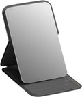 High Definition Frameless Makeup Mirror - Foldable Travel Mirror - Portable Makeup Mirror with Soft PU Leather Cover - Suitable for Bedroom, Bathroom & Travel（Black）