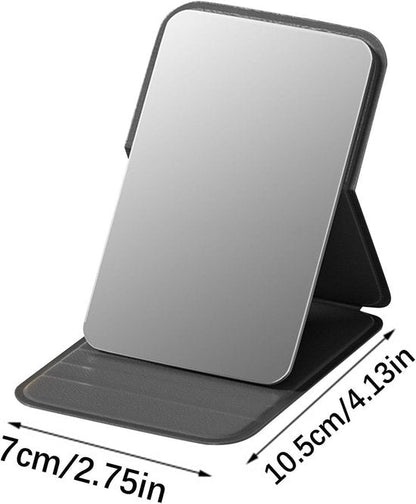 High Definition Frameless Makeup Mirror - Foldable Travel Mirror - Portable Makeup Mirror with Soft PU Leather Cover - Suitable for Bedroom, Bathroom & Travel（Black）