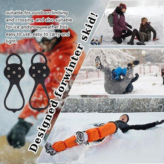 Non-slip sole for snow boots - 4 pairs - Safe walking on ice and snow - Suitable for size M (34-40) - Non-slip studs - Suitable for winter walking, hiking, jogging, strolling and mountaineering.
