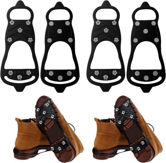 Non-slip snow boots - Set of two - Safe walking on icy and snowy surfaces - Suitable for size L (40-48) - Non-slip spikes - Suitable for winter walking, hiking, jogging, strolling and mountaineering.