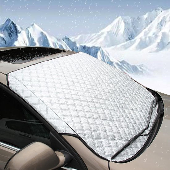 Car Windshield Cover - Thickened protective cover for the windshield - protects against snow, ice, frost, sun, UV rays, dust and water - ideal for SUVs - suitable for all seasons. Hover Image