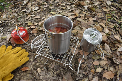 Folding Camping Grill - Stainless Steel 304 Cooking Grate with Folding Legs - Portable Charcoal and Cooking Stand - Lightweight BBQ Rack for Camping, Hiking and Backpacking