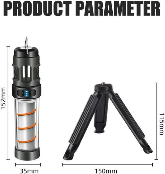 Multifunctional Camping Lamp with Mosquito Repellent - 5 Light Modes & Dual Color Temperature - IPX6 Waterproof - USB-C Rechargeable with Magnetic Hook.