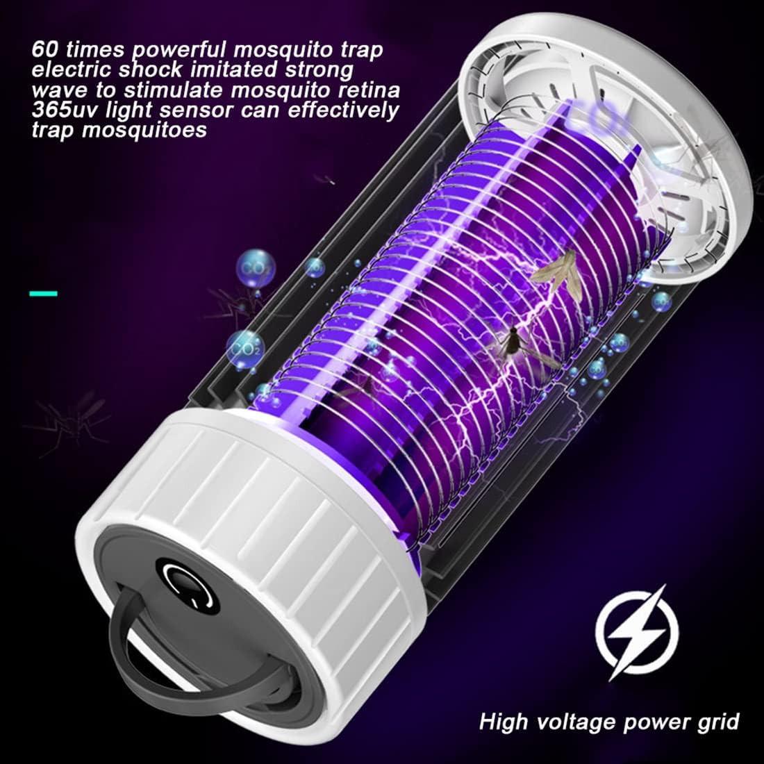 Outdoor Mosquito Trap - Rechargeable with UV Light (365 nm) - Silent and Portable - Can Also Be Used as a Night Light.