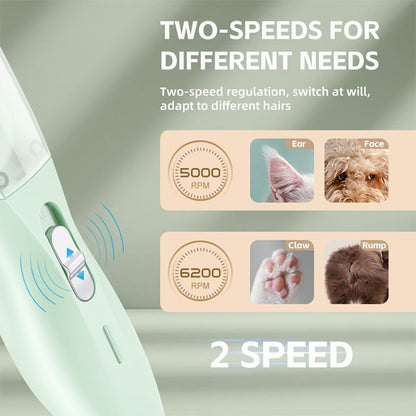 Small Animal Hair Trimmer-Hair Suction Cup-Rechargeable-Quiet-Green-1st.