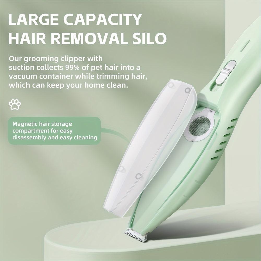 Small Animal Hair Trimmer-Hair Suction Cup-Rechargeable-Quiet-Green-1st.