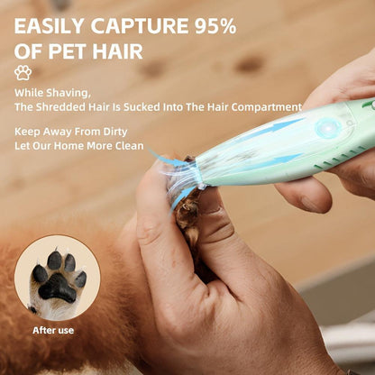 Small Animal Hair Trimmer-Hair Suction Cup-Rechargeable-Quiet-Green-1st.
