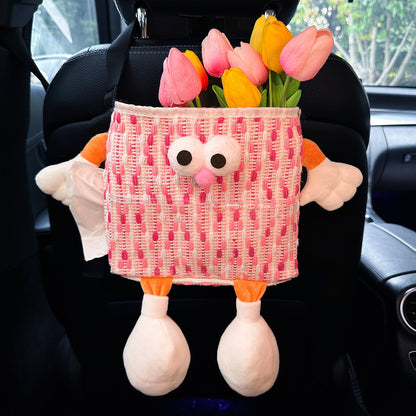 Car Key Box - Fun storage box for the car with hanging compartment - Scratch-resistant storage bag for the backseat - Handy car accessory - Large capacity - Pink.