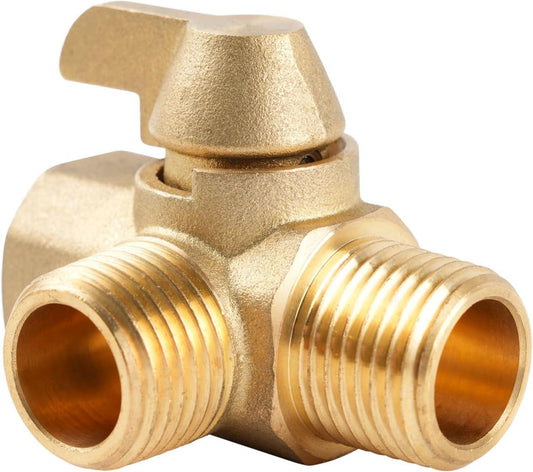 Brass 3-way bypass valve for boiler kits, 1/2" NPT connections.