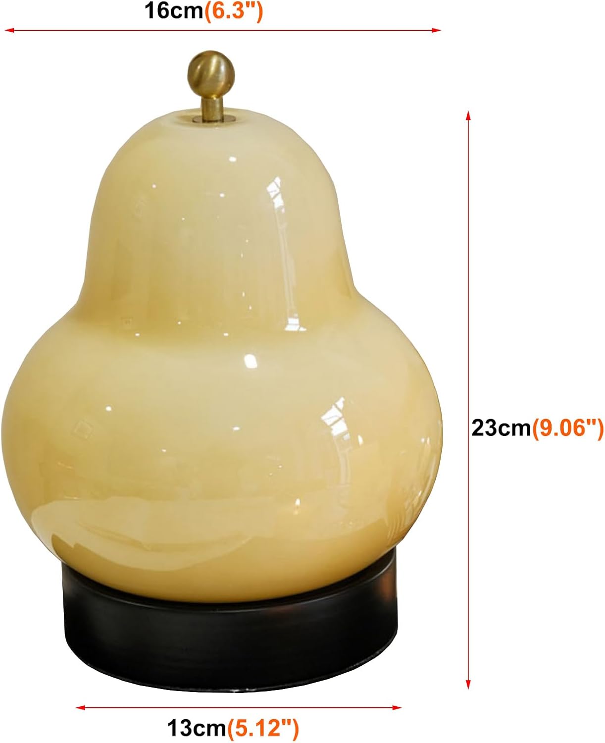 5W LED Portable Night Light, French Retro Milky Pear Shaped Gourd Table Lamp, Dimmable Color Changing Desk Lamp, Battery Operated and Rechargeable with USB Cable, Milky Yellow Table Lamp