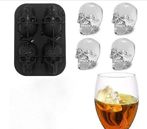 KIRALOVE 4 skulls - ice cubes - silicone ice cube maker - for home - kitchen - bar accessories - drinks - random color - refrigerator.