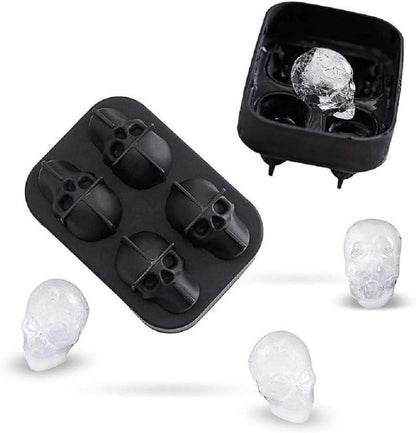 KIRALOVE 4 skulls - ice cubes - silicone ice cube maker - for home - kitchen - bar accessories - drinks - random color - refrigerator.