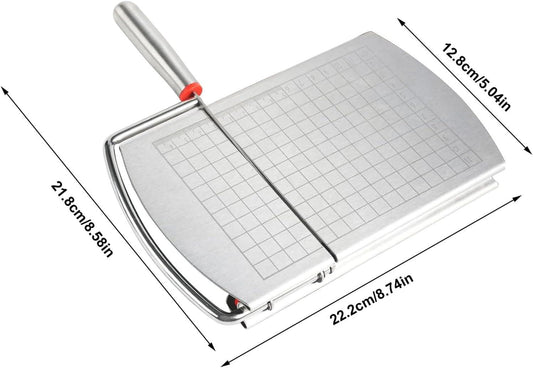Cheese Cutter - Stainless Steel Blade with Measuring Scale - For Block Cheese and Sausage - Multifunctional Kitchen Aid.