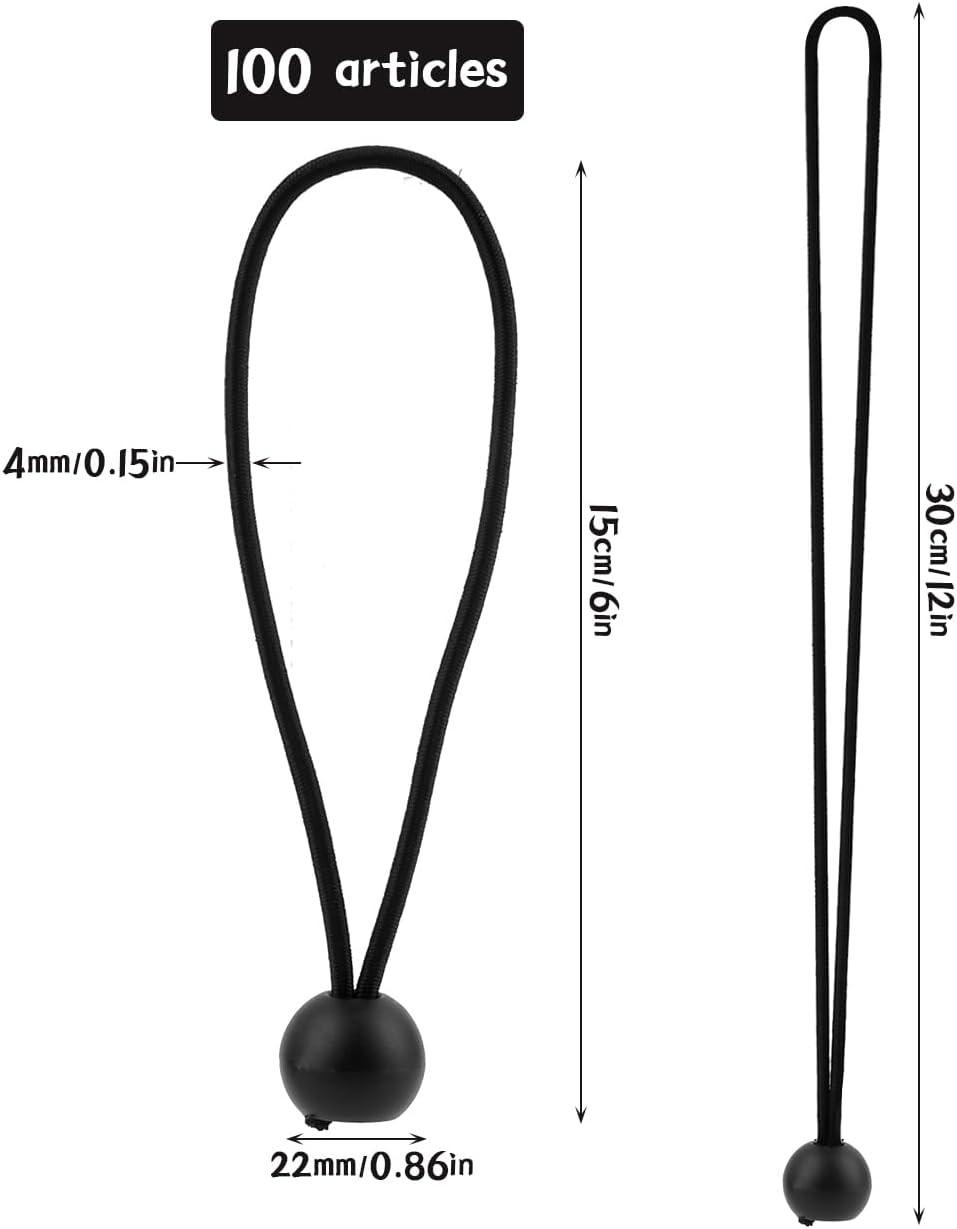 Rubber buckle - 15 cm tarpaulin clip with ball, tent rubber tarpaulin rubber - tent tensioner accessories - rubber ring - retractable ring - tent rubber tensioner, tarpaulin - 100 pieces.